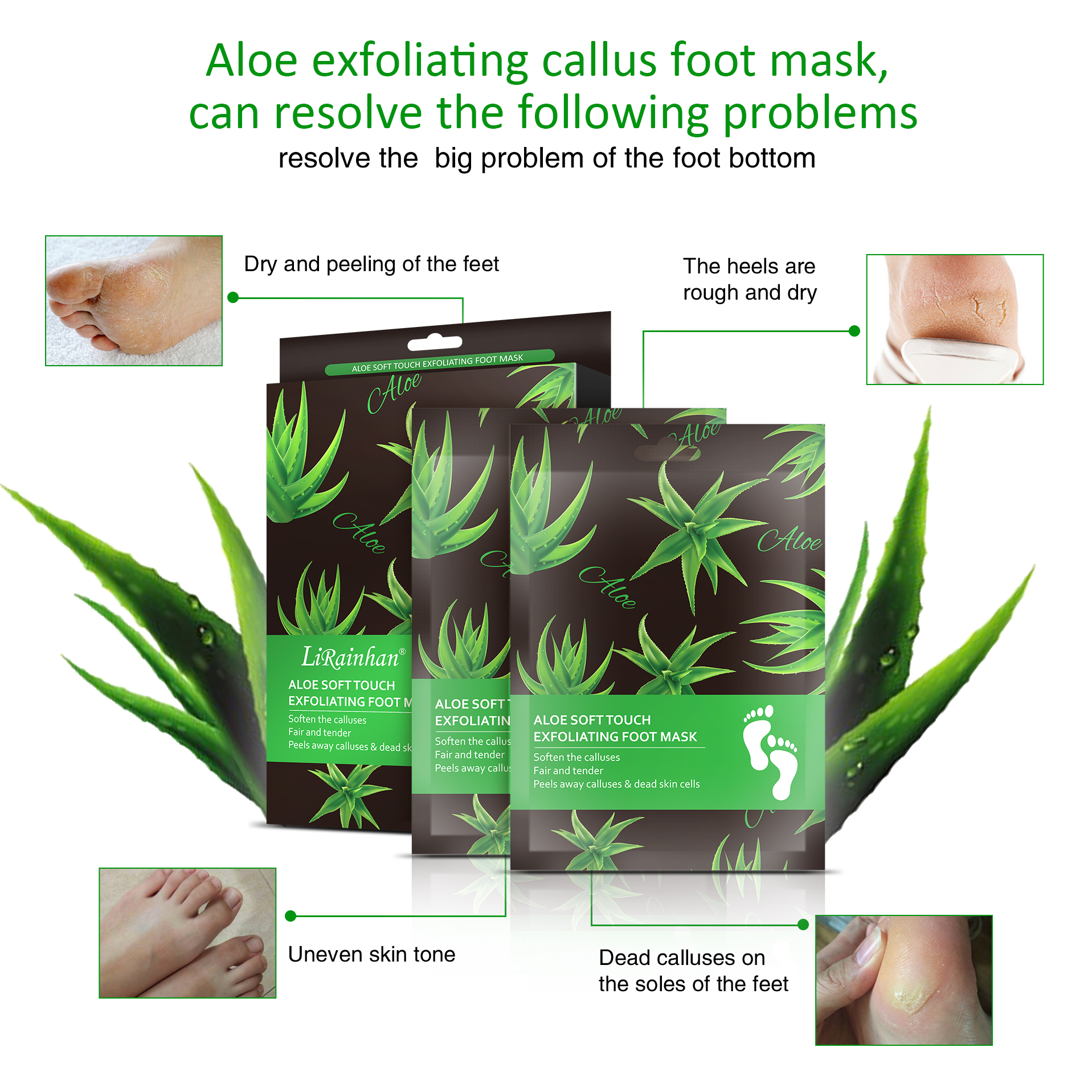Aloe Vera Exfoliating Foot Mask Repairs Heels & Removes Dry Dead Skin By LIRAINHAN Buy