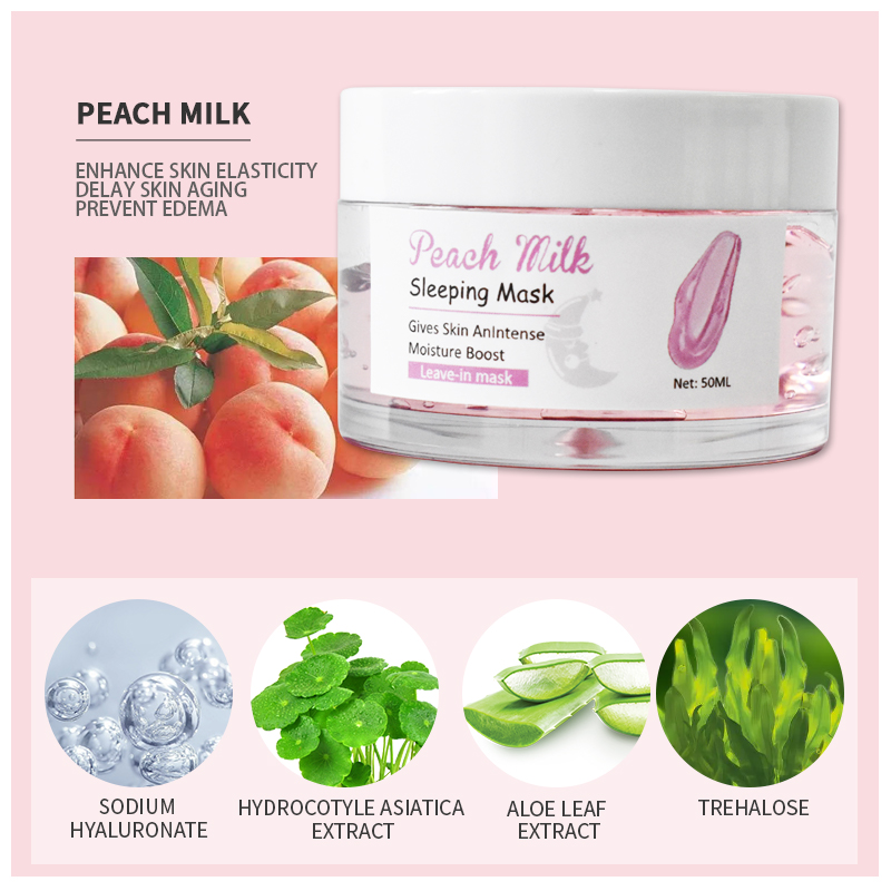 Custom Peach Milk Sleeping Mask Skincare to Soothe Skin for Overnight Glow and Moisture Protection