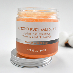 Custom Dead Sea Collection Almond Vanilla Salt Body Scrub with Organic Oils and Natural Dead Sea Minerals